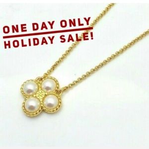 Tory Burch Rope Pearl Clover Pendant